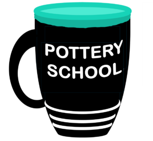 DeafBlind Potter Mug with Pottery School on the mug. this is a logo